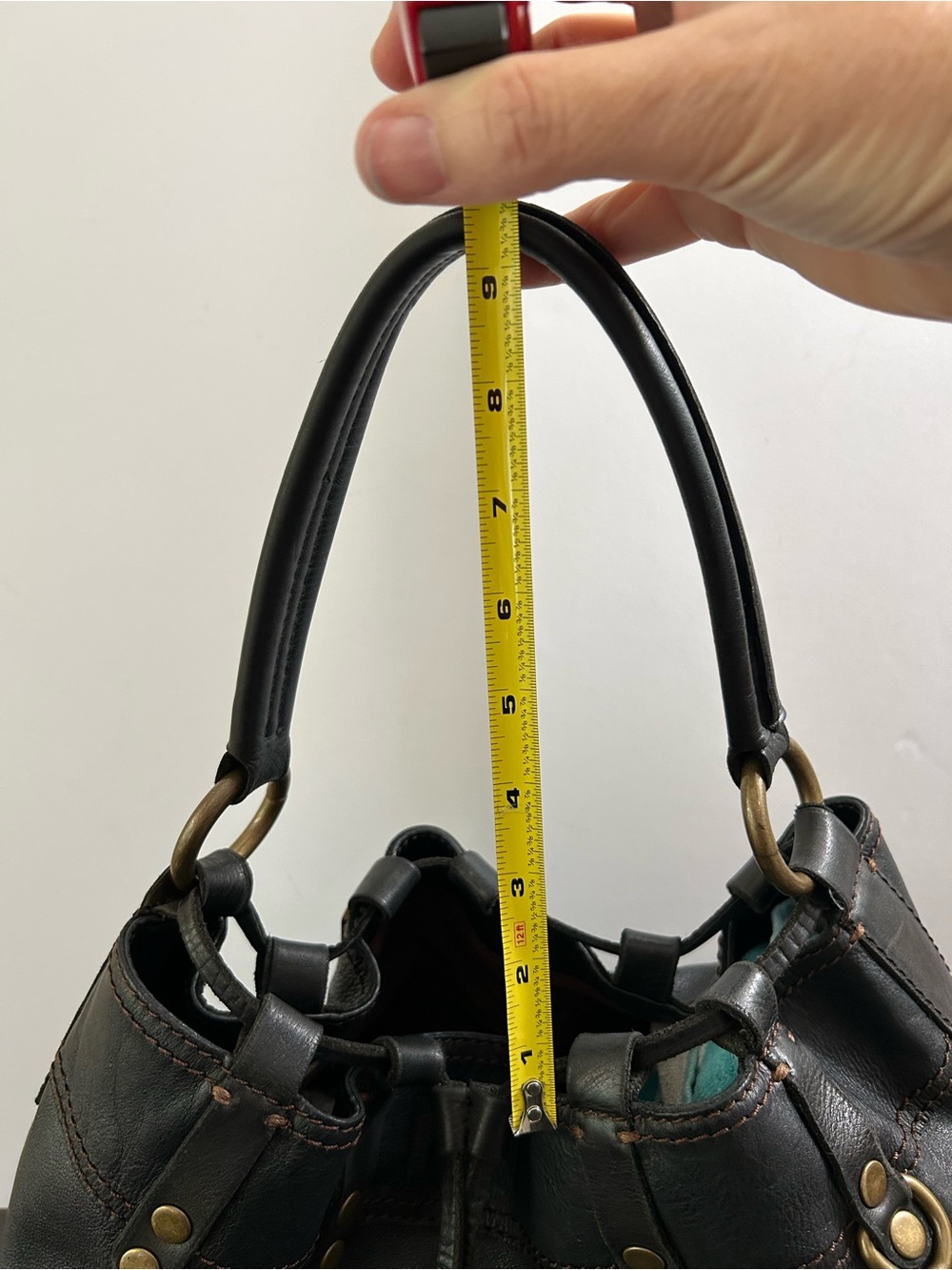 Lucky Brand - Large Black Leather Drawstring Hobo Shoulder Bag - Picture 14 of 16
